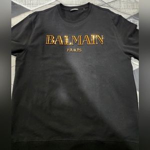 Balmain Men's Metallic Logo Print Sweatshirt - 2XL